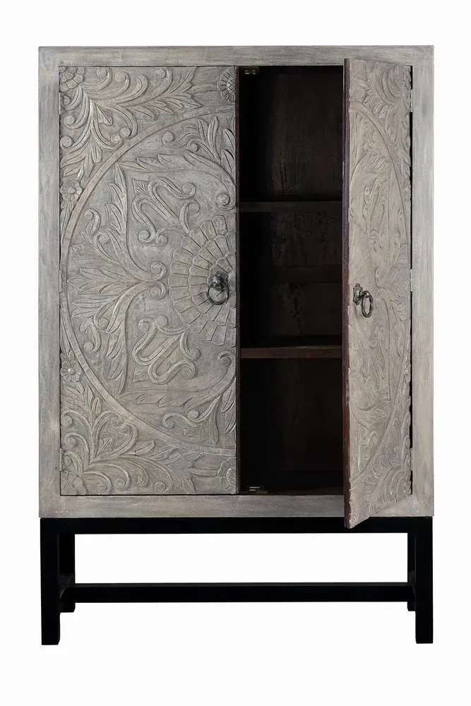 Armoires - Armoire en manguier et pieds en métal gris vieilli - GINER Y COLOMER