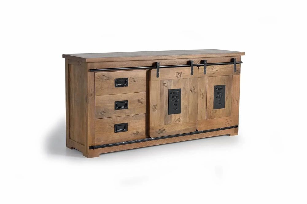 Buffets - Buffet de style industriel en manguier massif et métal - GINER Y COLOMER