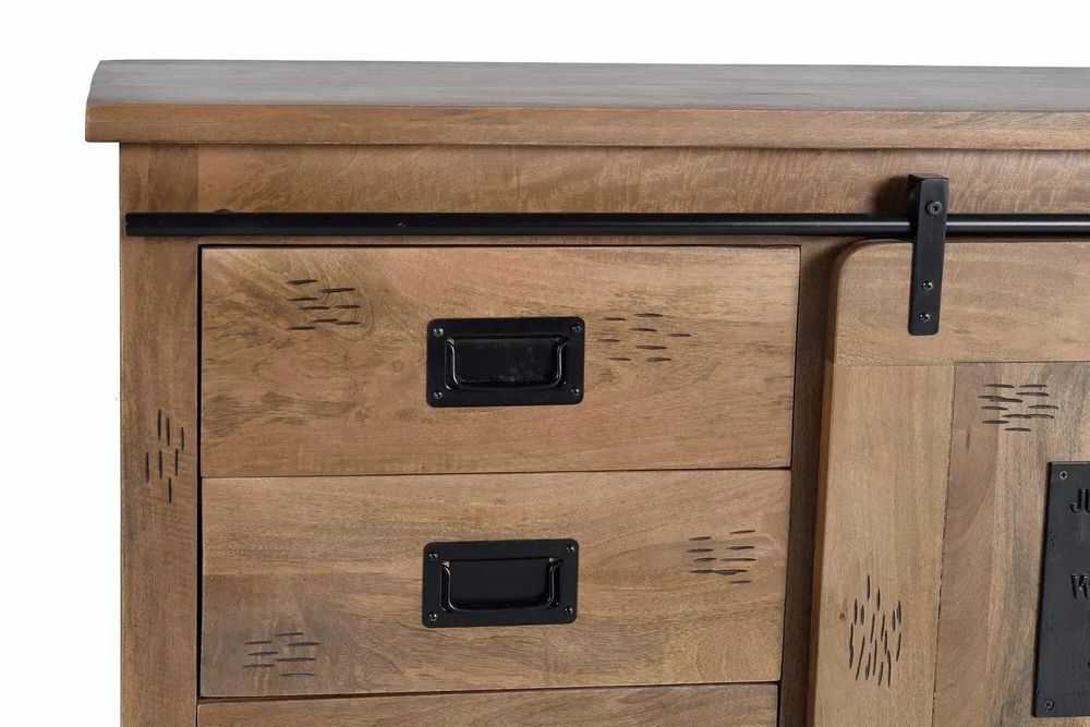 Buffets - Buffet de style industriel en manguier massif et métal - GINER Y COLOMER