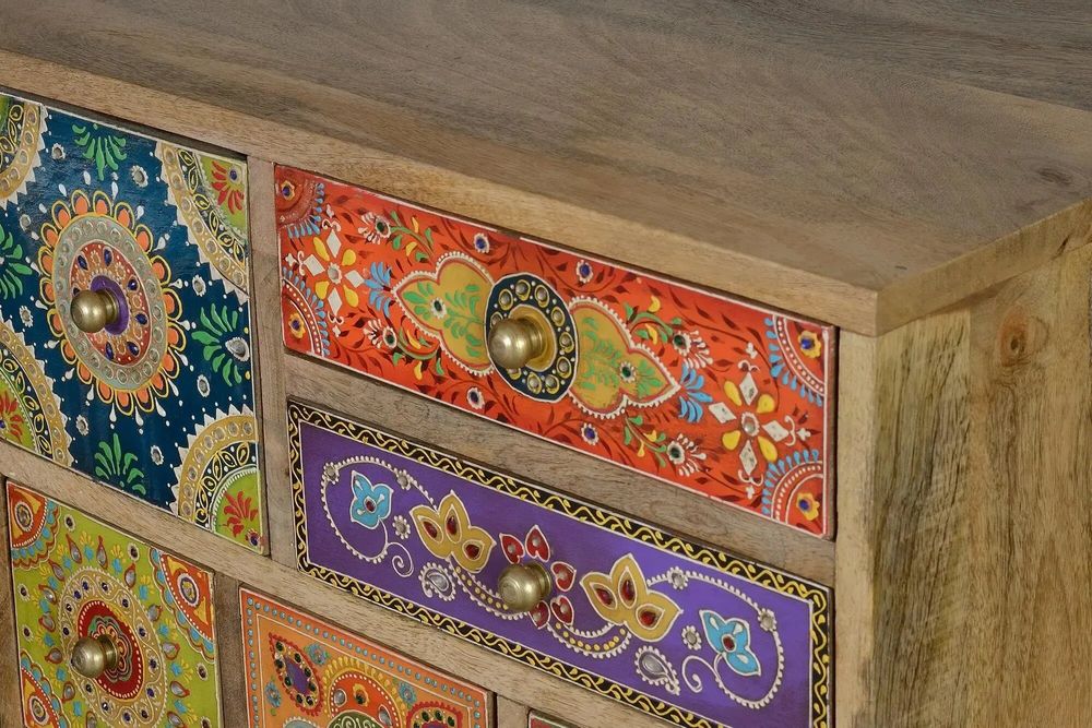 Coffee tables - Multicolored hand-painted mango wood coffee table - GINER Y COLOMER