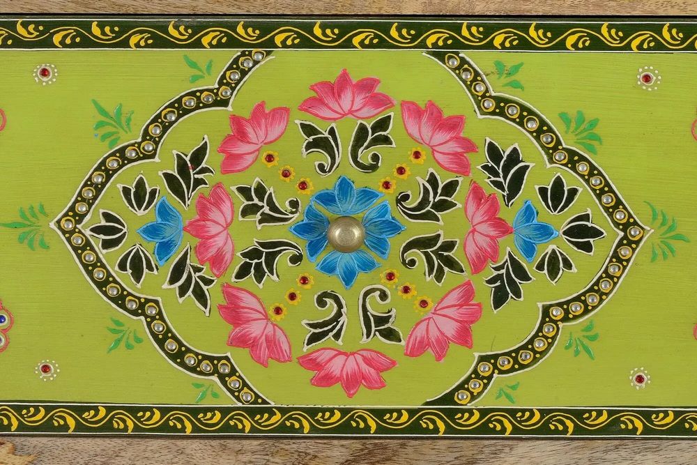 Chests of drawers - Mango wood chest of drawers with hand-painted multi-colored details - GINER Y COLOMER