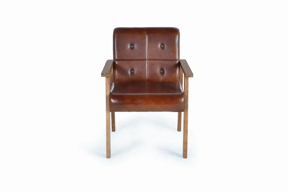 Fauteuils - Fauteuil cuir marron et métal - GINER Y COLOMER