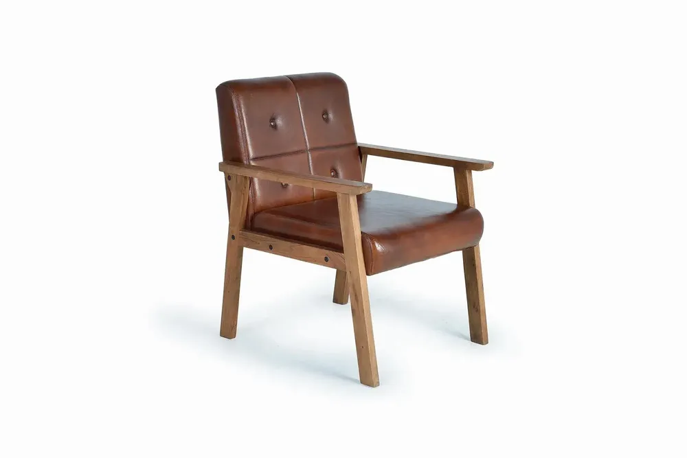 Fauteuils - Fauteuil cuir marron et métal - GINER Y COLOMER