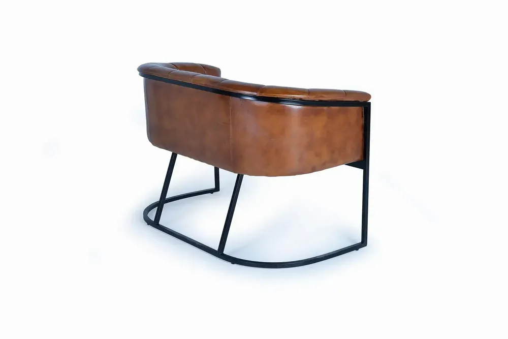 Sofas - Brown leather and metal sofa - GINER Y COLOMER