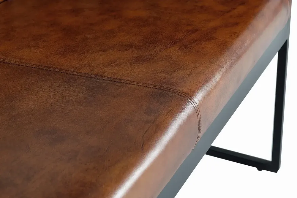 Sofas - Brown leather and metal sofa - GINER Y COLOMER