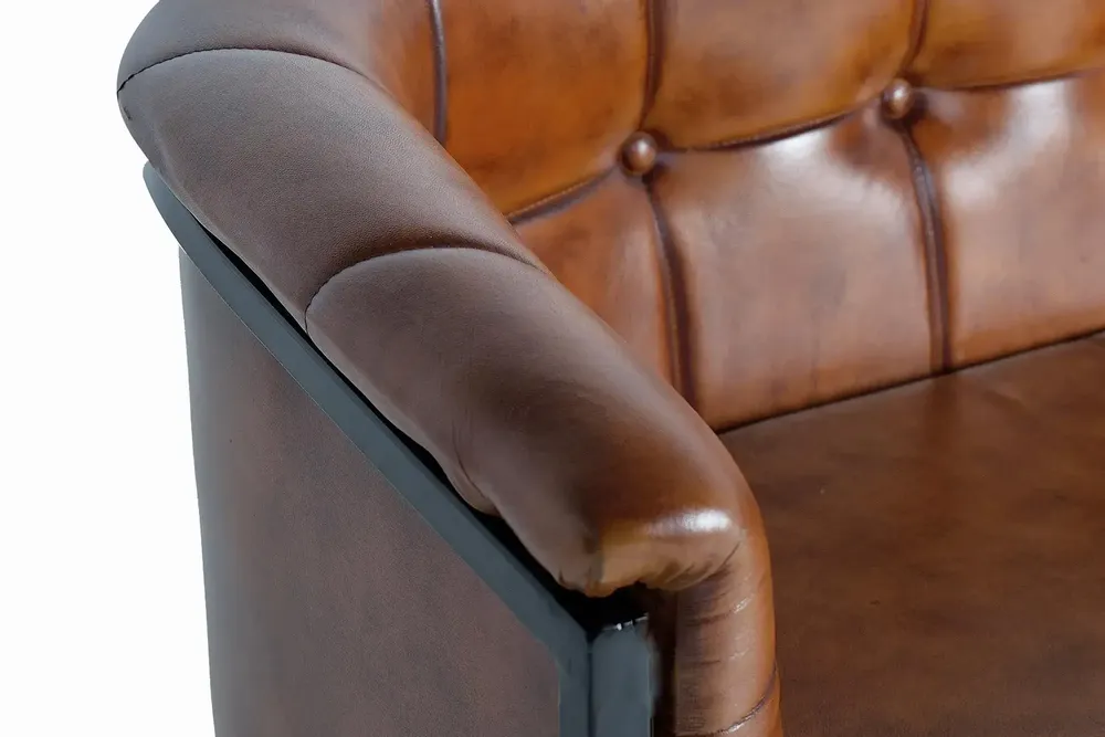 Sofas - Brown leather and metal sofa - GINER Y COLOMER