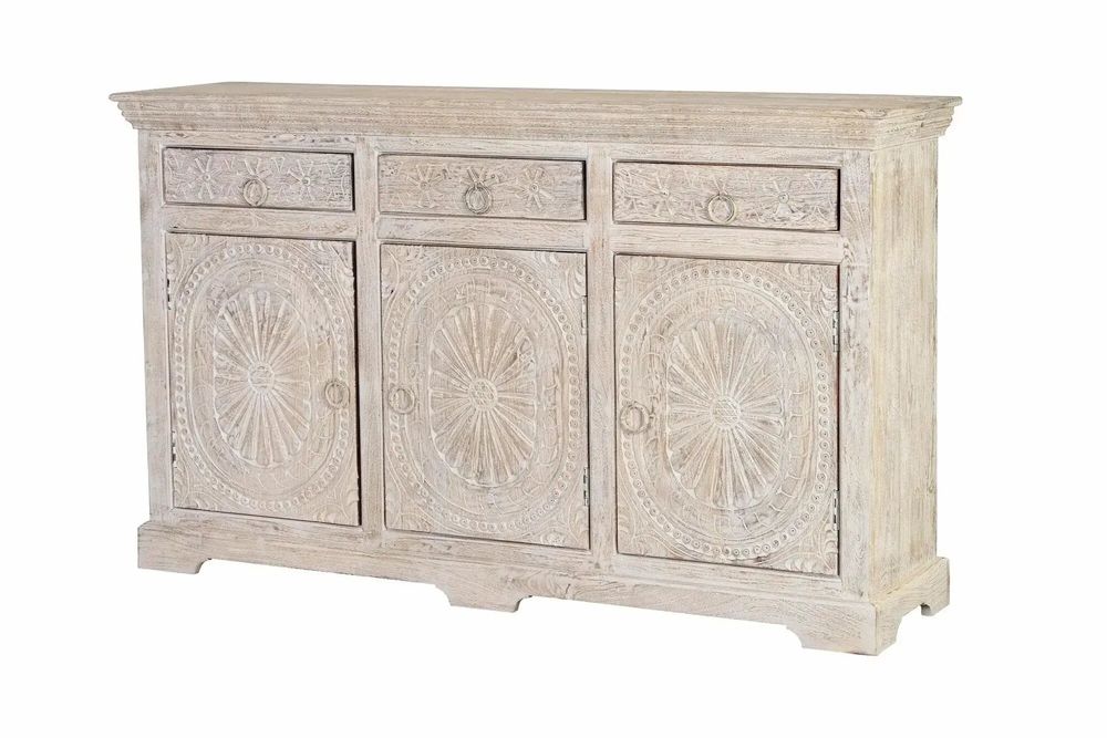 Sideboards - Sideboard in aged white mango wood - GINER Y COLOMER