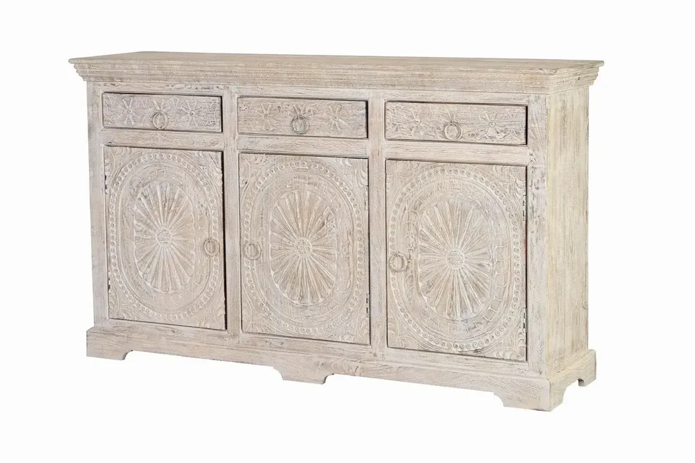 Sideboards - Sideboard in aged white mango wood - GINER Y COLOMER