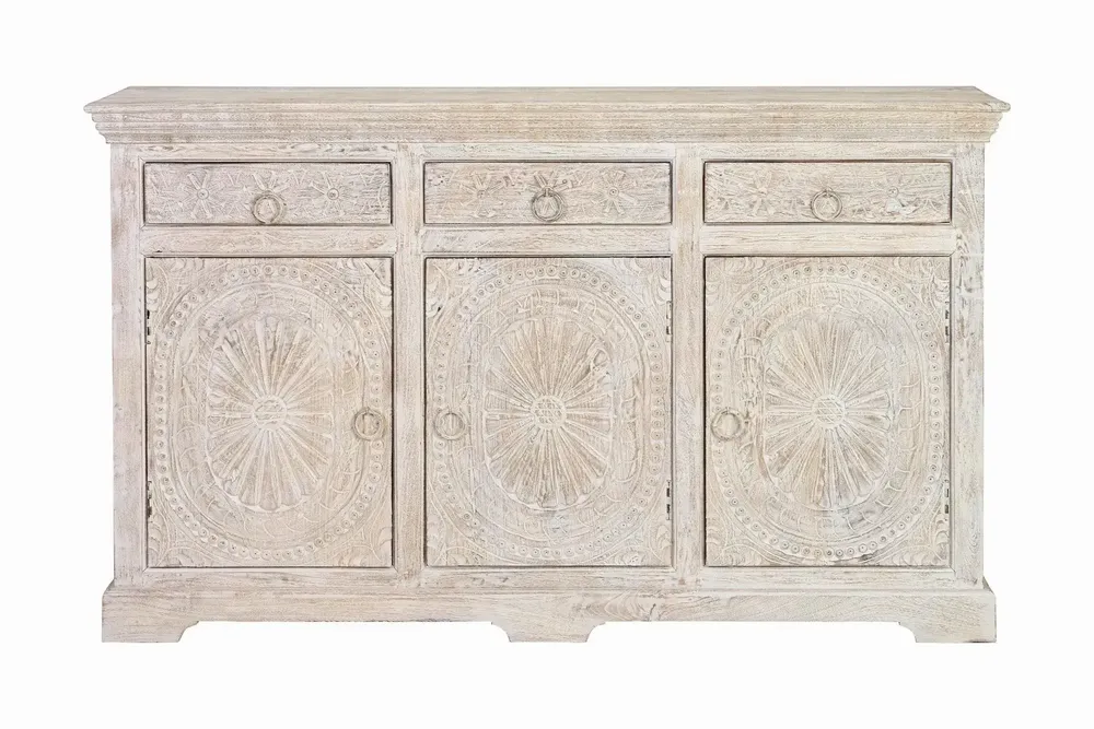 Sideboards - Sideboard in aged white mango wood - GINER Y COLOMER
