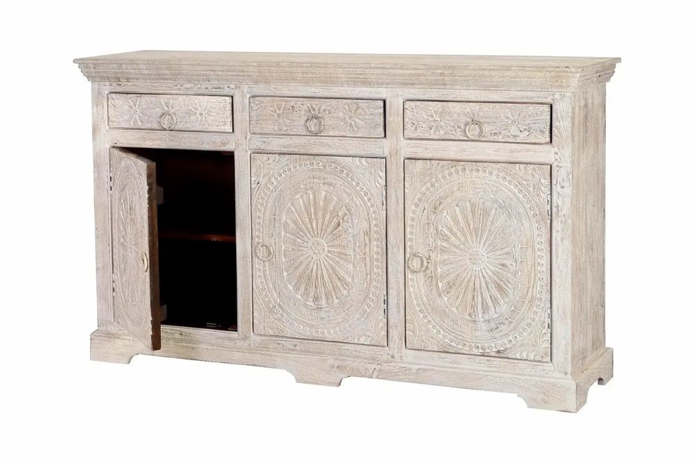 Sideboards - Sideboard in aged white mango wood - GINER Y COLOMER