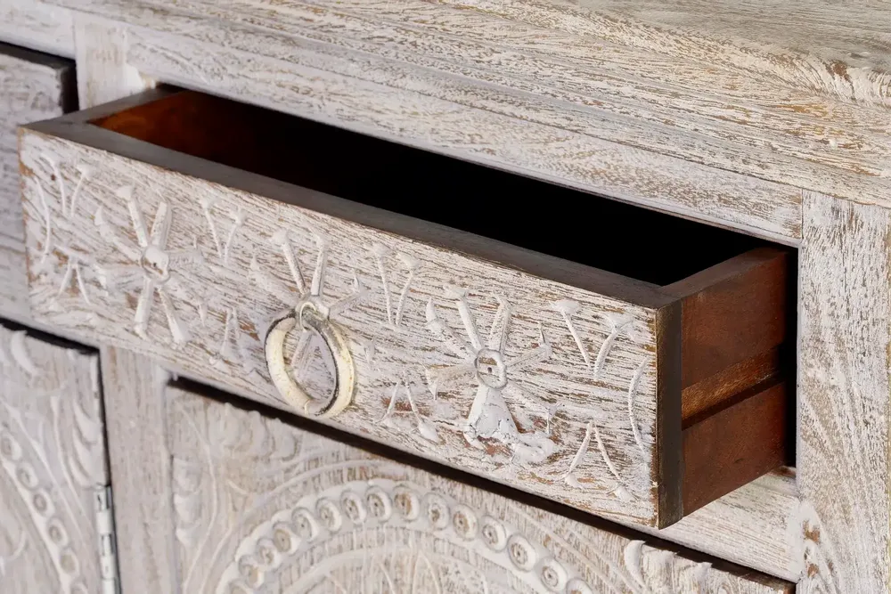 Sideboards - Sideboard in aged white mango wood - GINER Y COLOMER