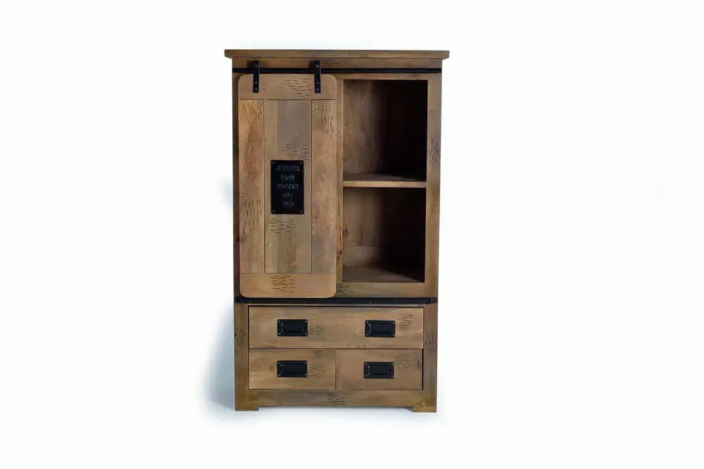 Wardrobe - Mango wood and metal wardrobe - GINER Y COLOMER