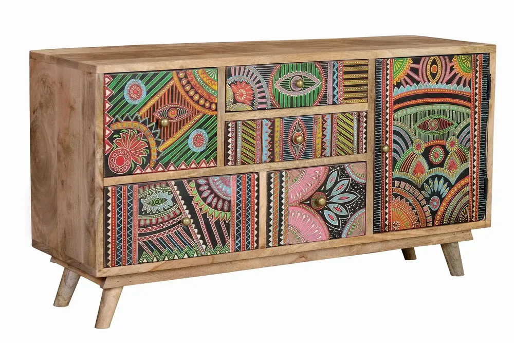 Chests of drawers - Chest of drawers in natural and multi-colored mango wood - GINER Y COLOMER