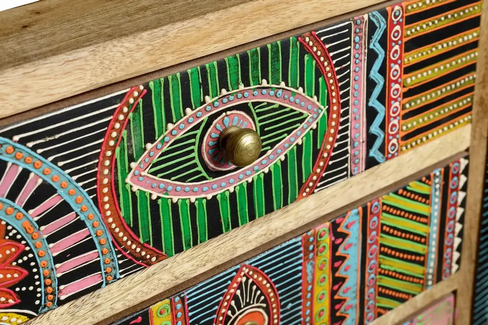 Chests of drawers - Chest of drawers in natural and multi-colored mango wood - GINER Y COLOMER