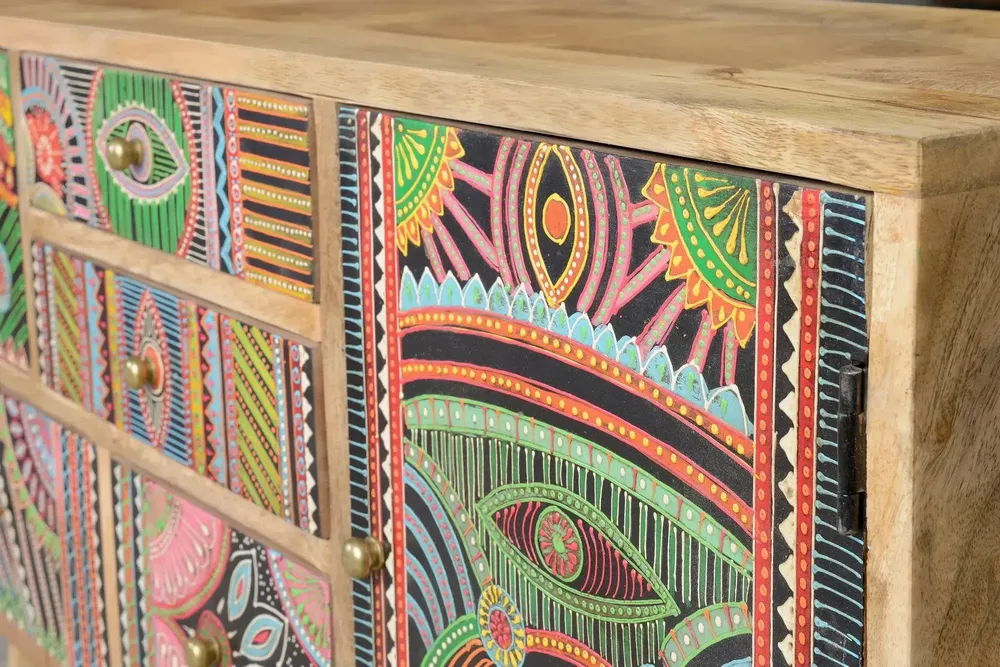 Chests of drawers - Chest of drawers in natural and multi-colored mango wood - GINER Y COLOMER