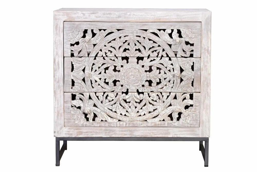 Buffets - Buffet en manguier et piètement en métal blanc et gris - GINER Y COLOMER