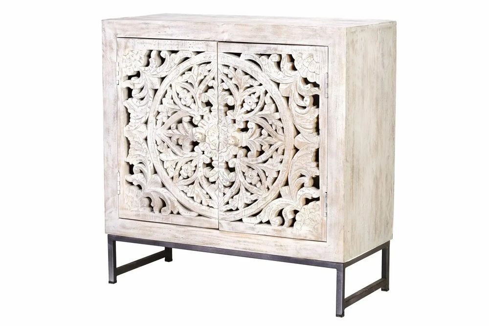 Buffets - Buffet en manguier, pieds en métal blanc et gris vieilli - GINER Y COLOMER