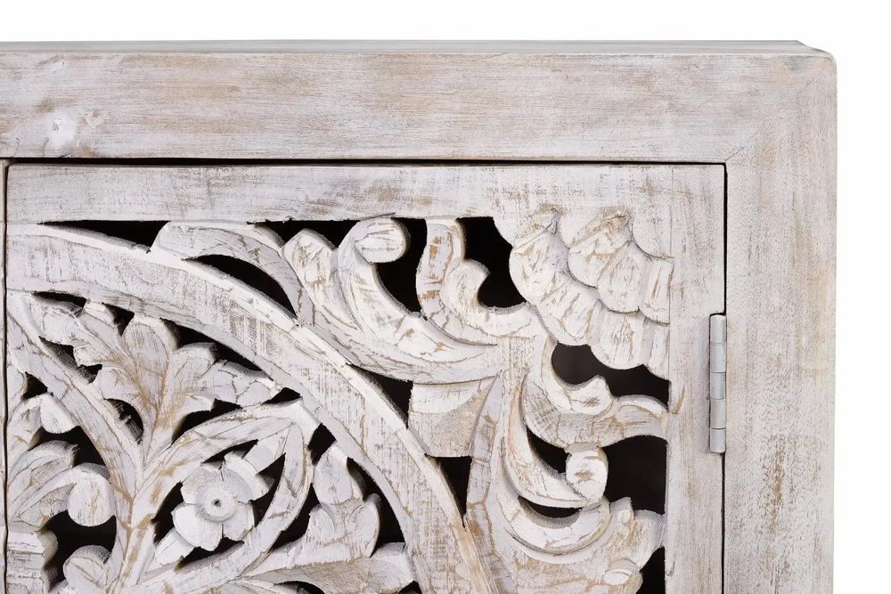 Buffets - Buffet en manguier, pieds en métal blanc et gris vieilli - GINER Y COLOMER