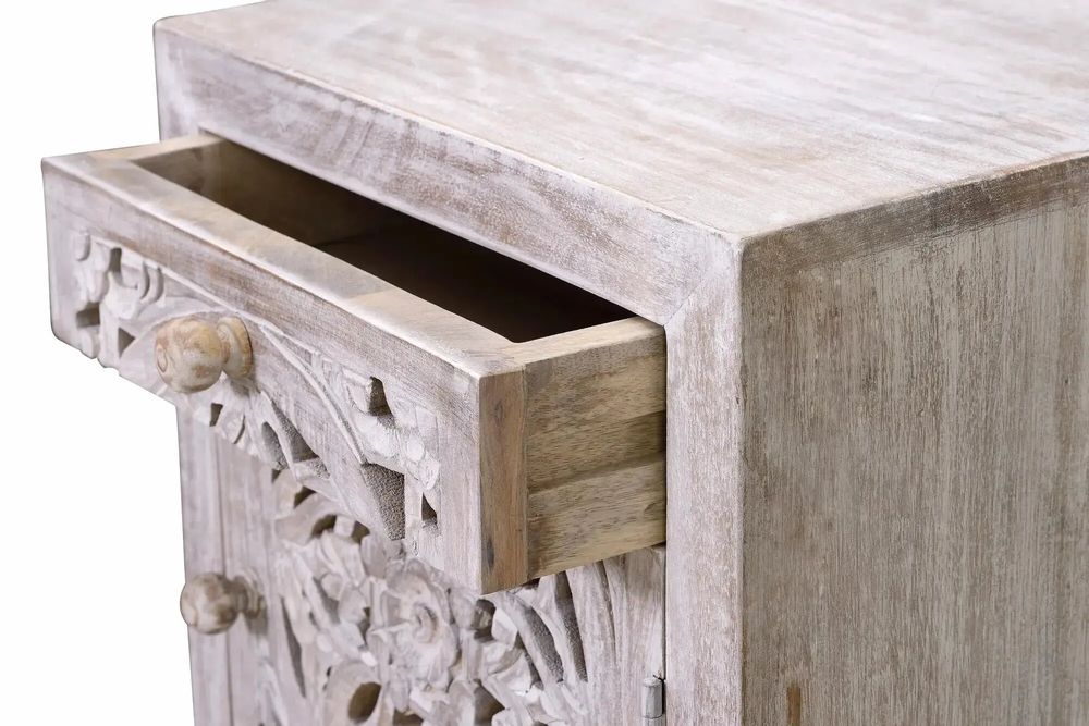 Tables basses - Table basse en manguier et pieds en métal blanc et gris - GINER Y COLOMER