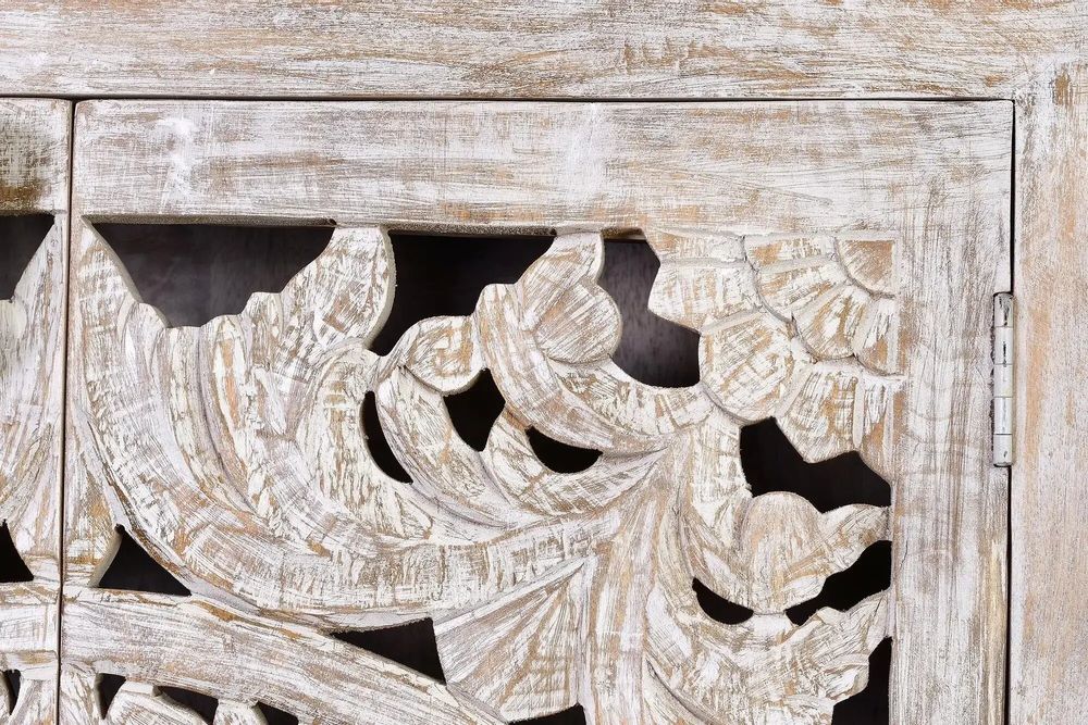 Sideboards - Mango wood display case, white and aged gray metal legs - GINER Y COLOMER