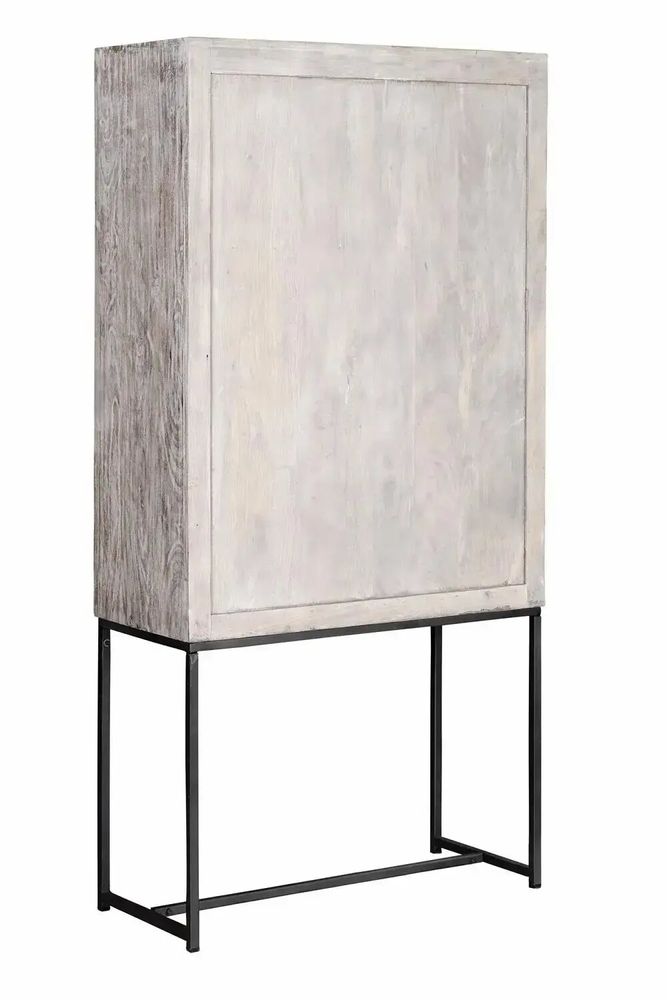 Sideboards - Mango wood display case, white and aged gray metal legs - GINER Y COLOMER