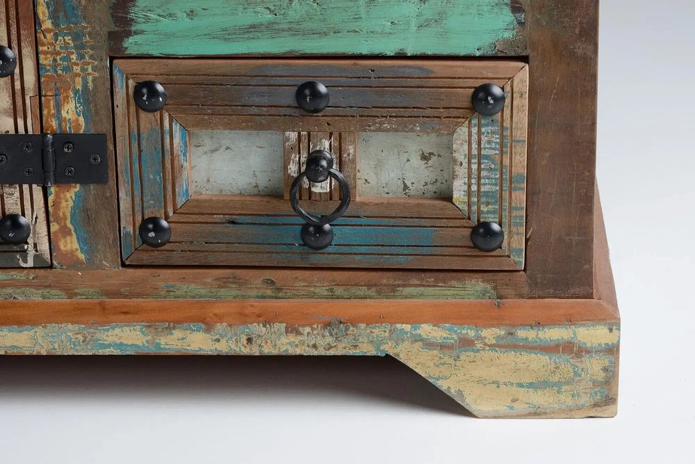 Sideboards - Sideboard in recycled wood and multicolored metal details - GINER Y COLOMER