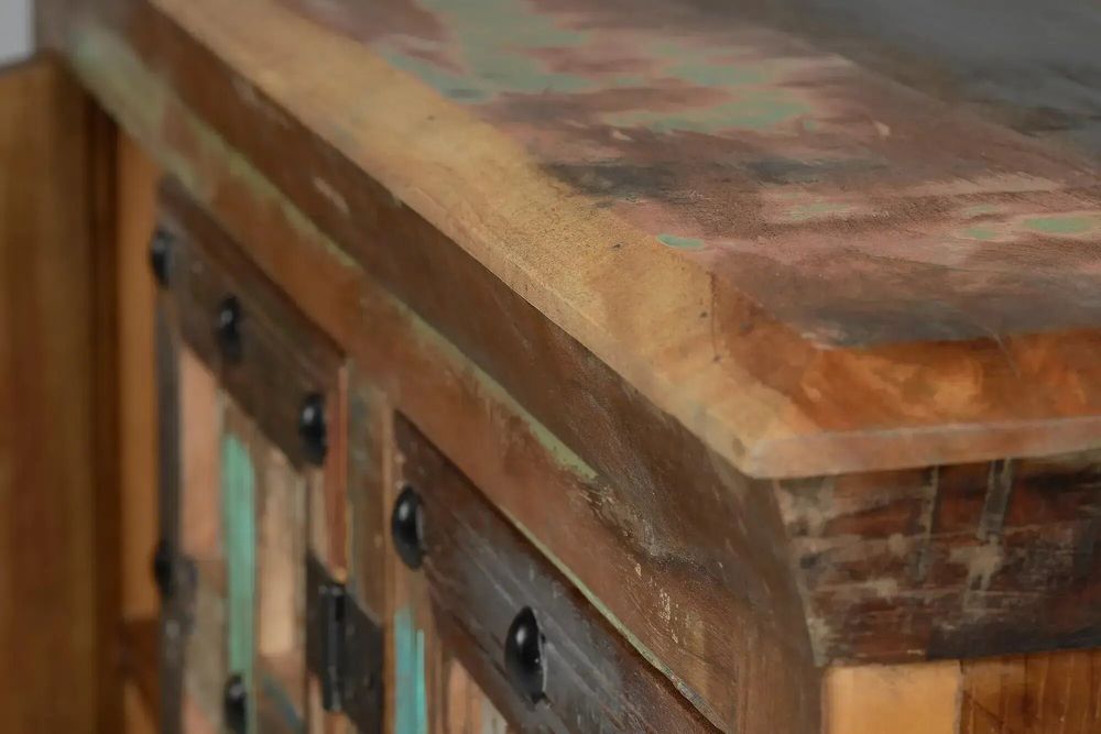 Sideboards - Sideboard in recycled wood and multicolored metal details - GINER Y COLOMER