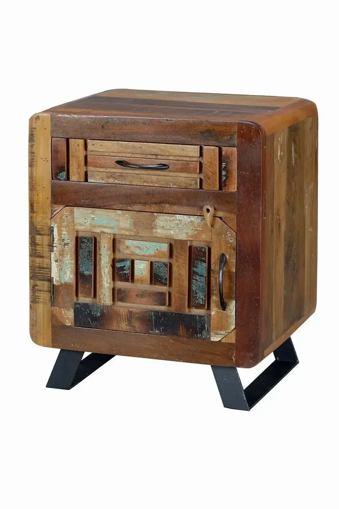 Night tables - Bedside table in aged walnut and gray mango wood - GINER Y COLOMER