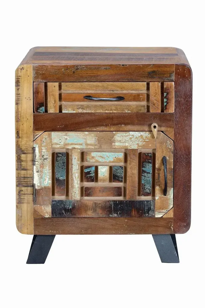 Night tables - Bedside table in aged walnut and gray mango wood - GINER Y COLOMER