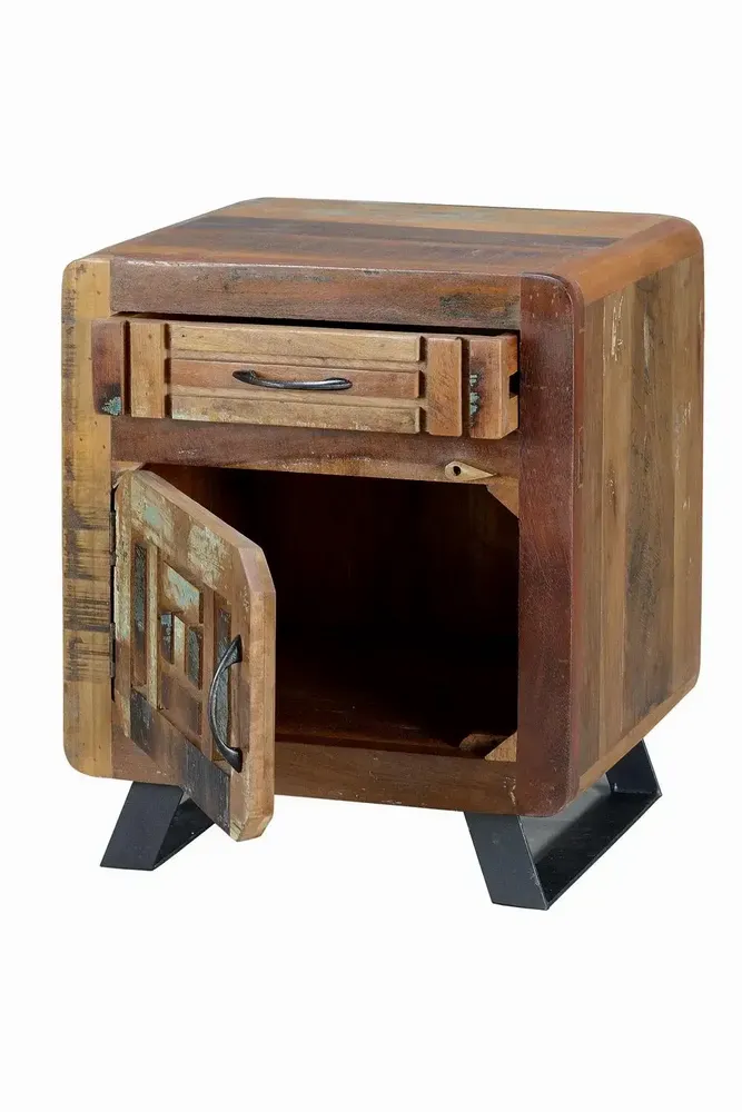 Night tables - Bedside table in aged walnut and gray mango wood - GINER Y COLOMER
