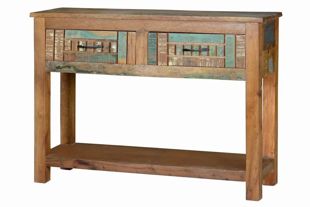 Console table - Exclusive console in multicolored recycled wood - GINER Y COLOMER