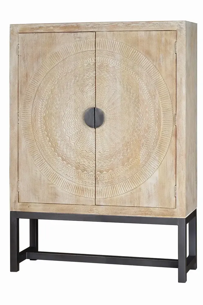 Armoires - Armoire en manguier et pieds en métal blanc vieilli - GINER Y COLOMER