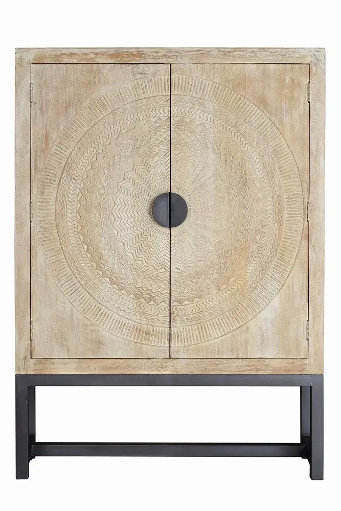 Armoires - Armoire en manguier et pieds en métal blanc vieilli - GINER Y COLOMER