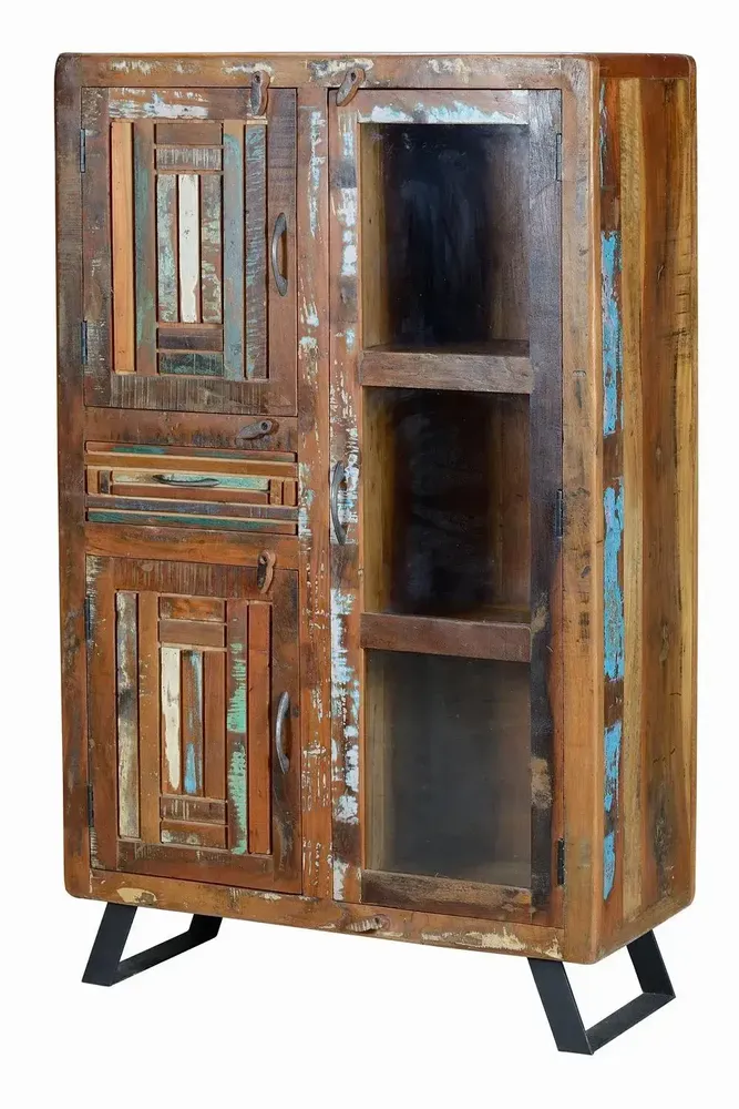 Sideboards - Mango wood display case and multicolored metal legs - GINER Y COLOMER