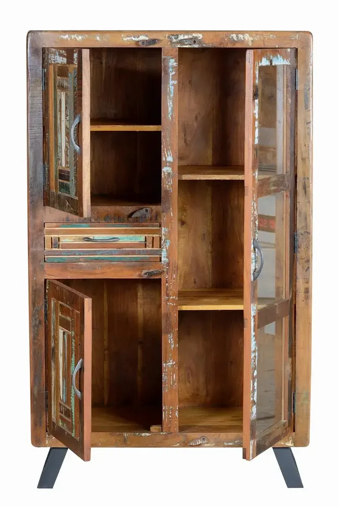 Sideboards - Mango wood display case and multicolored metal legs - GINER Y COLOMER