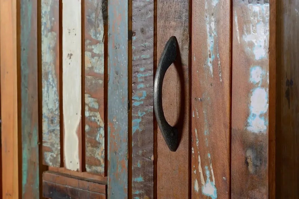 Sideboards - Mango wood display case and multicolored metal legs - GINER Y COLOMER