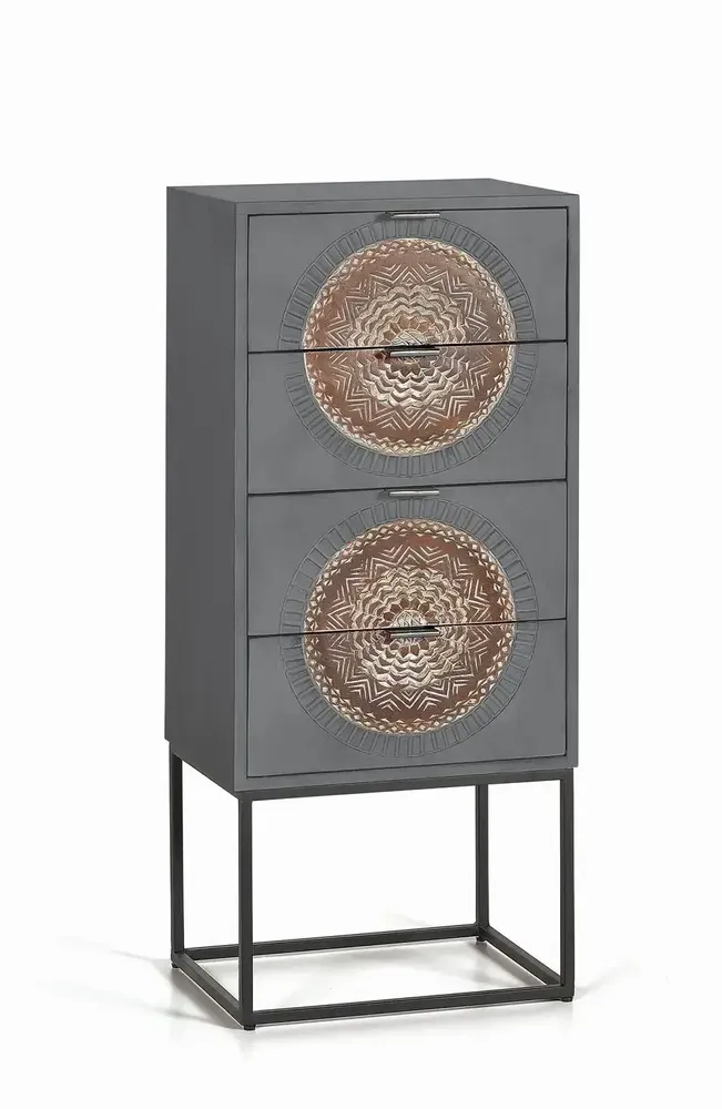 Chests of drawers - Mango wood chest of drawers and gray and brown metal legs - GINER Y COLOMER