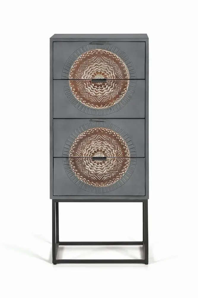 Chests of drawers - Mango wood chest of drawers and gray and brown metal legs - GINER Y COLOMER