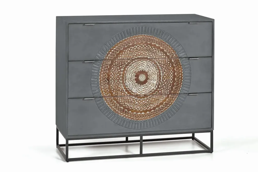 Chests of drawers - Mango wood chest of drawers and gray and brown metal legs - GINER Y COLOMER