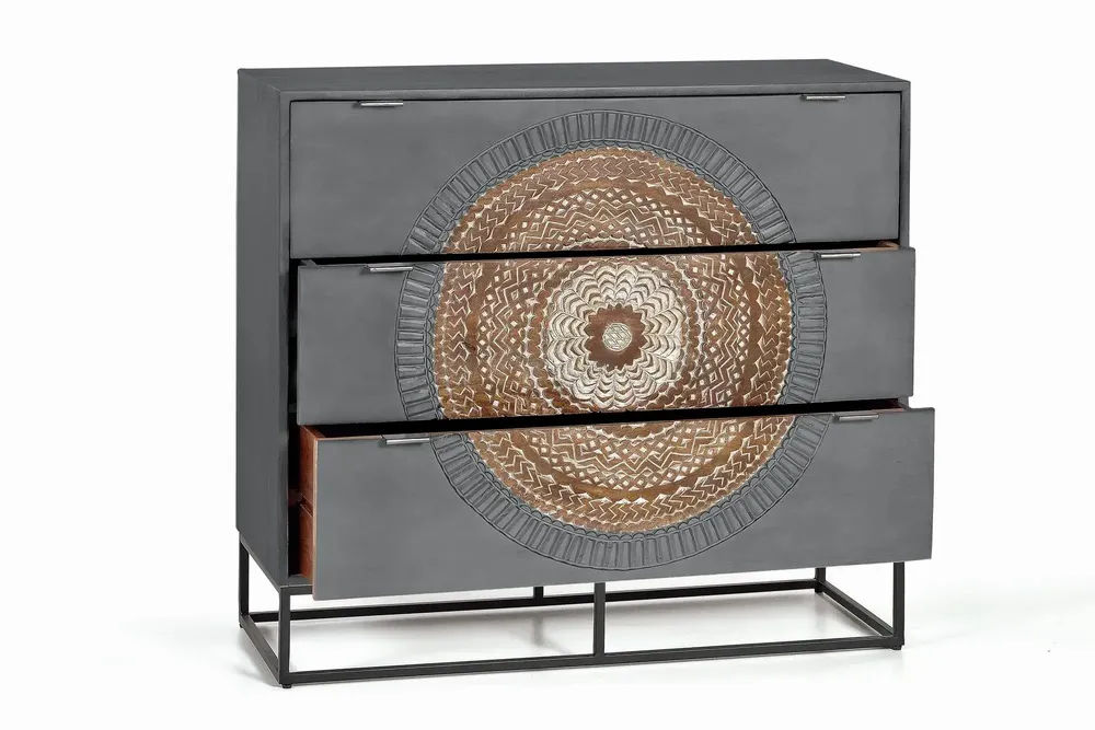 Chests of drawers - Mango wood chest of drawers and gray and brown metal legs - GINER Y COLOMER