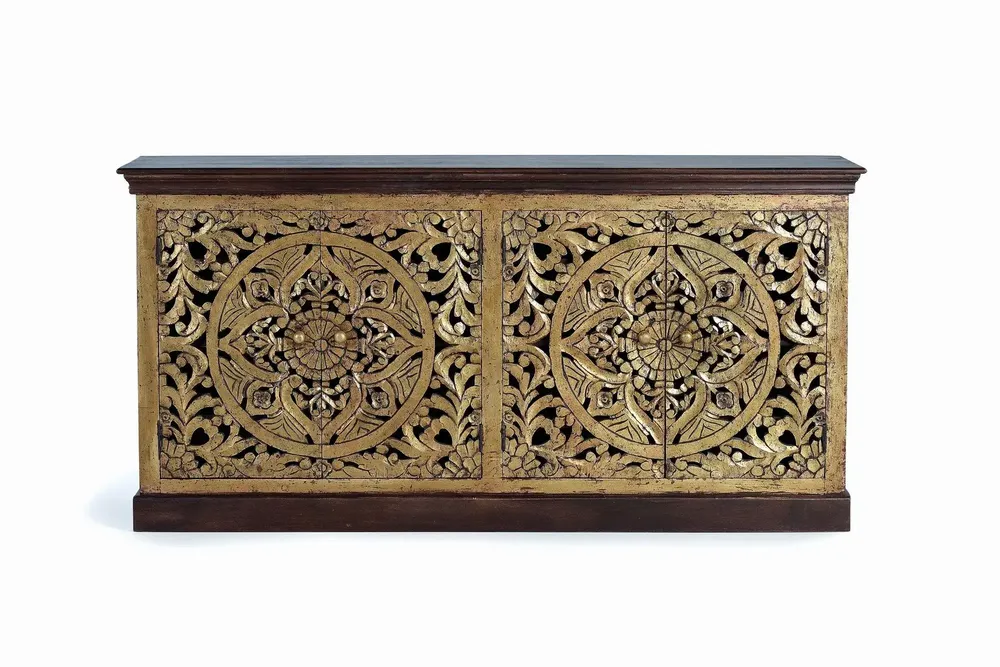 Sideboards - Sideboard in carved mango wood and gold leaf - GINER Y COLOMER