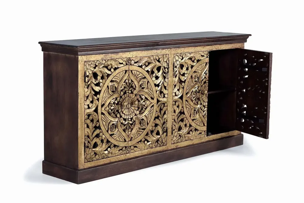 Sideboards - Sideboard in carved mango wood and gold leaf - GINER Y COLOMER