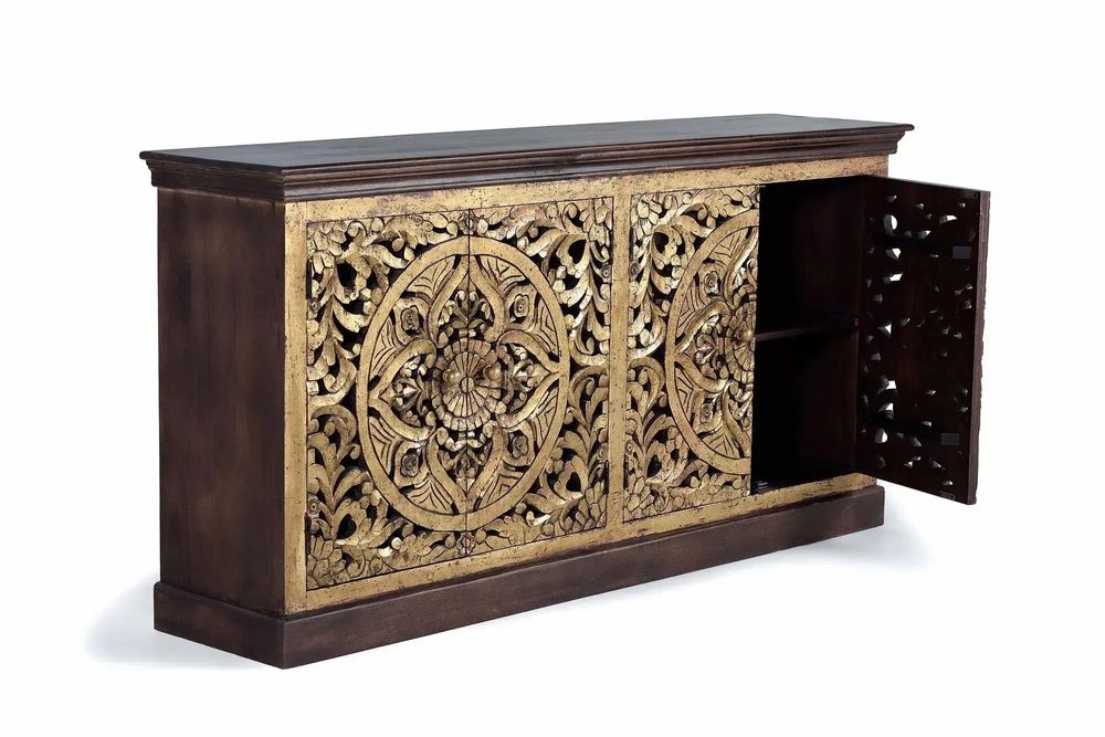 Buffets - Buffet en bois de manguier sculptée et feuille d'or - GINER Y COLOMER
