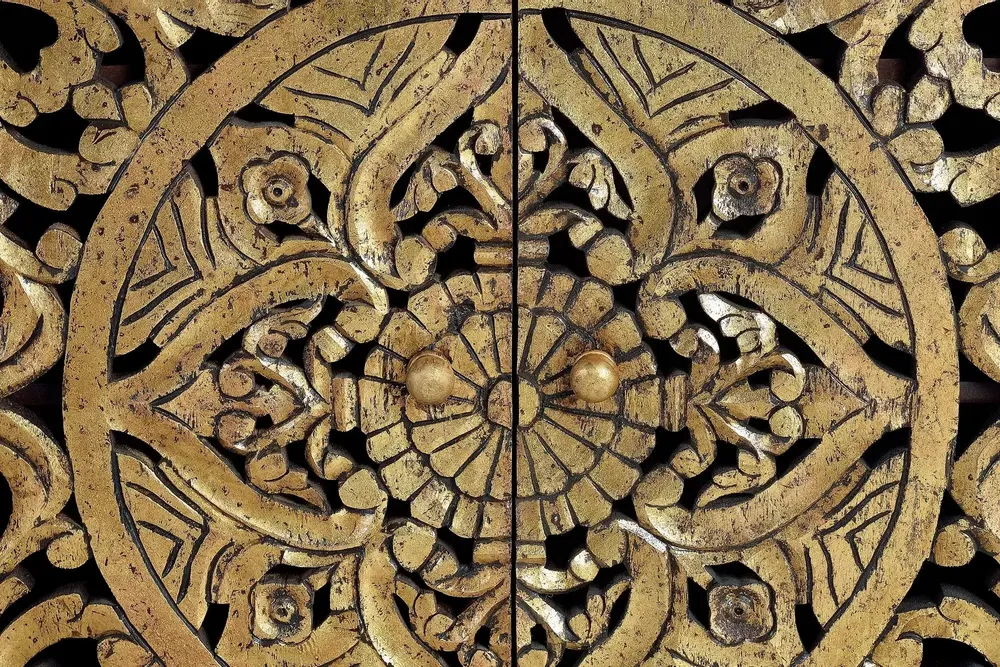 Sideboards - Sideboard in carved mango wood and gold leaf - GINER Y COLOMER