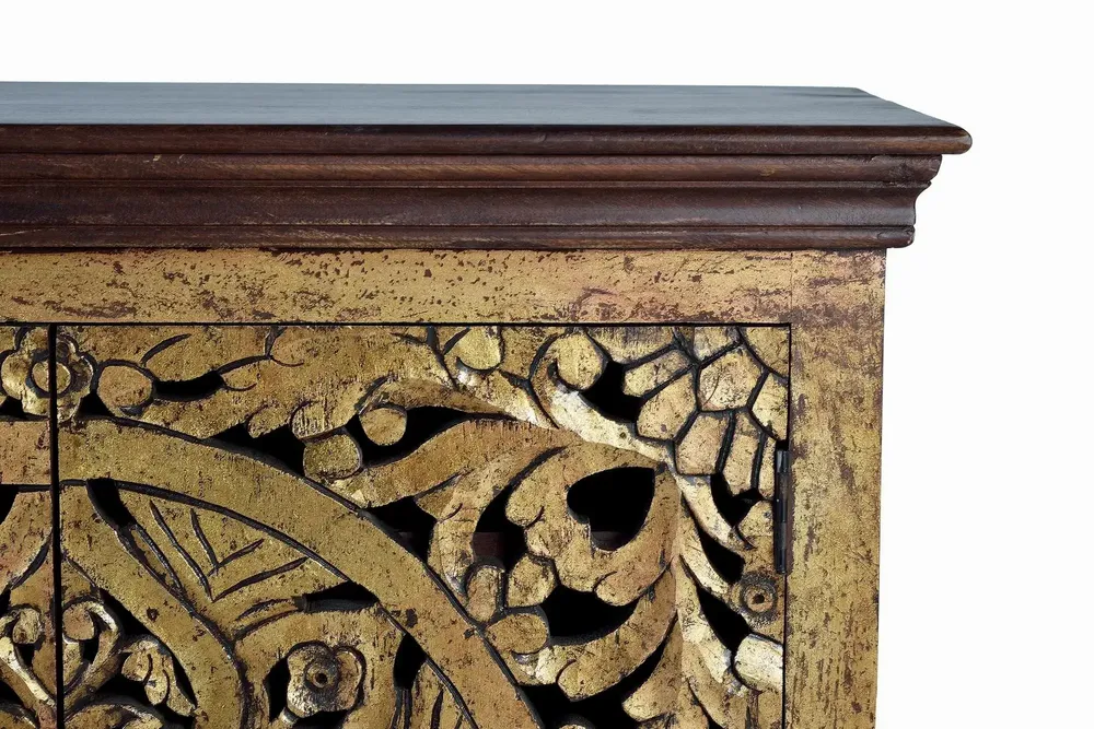 Sideboards - Sideboard in carved mango wood and gold leaf - GINER Y COLOMER