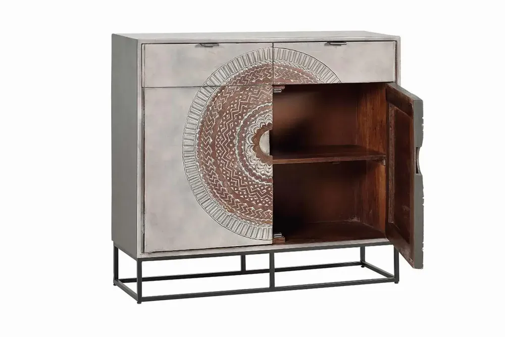 Chests of drawers - Mango wood chest of drawers and gray and brown metal legs - GINER Y COLOMER