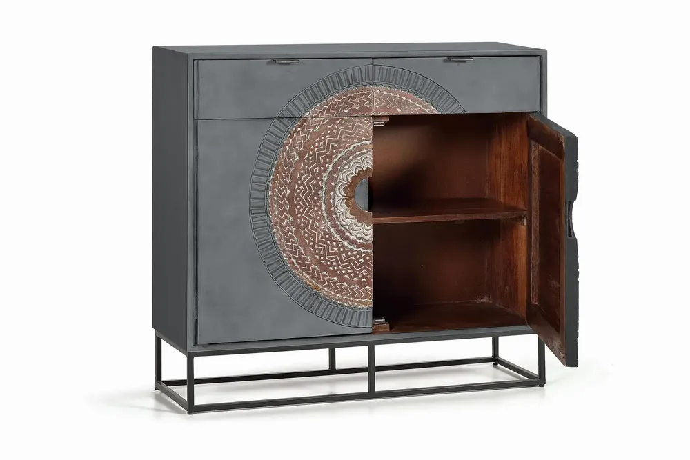 Chests of drawers - Mango wood chest of drawers and gray and brown metal legs - GINER Y COLOMER