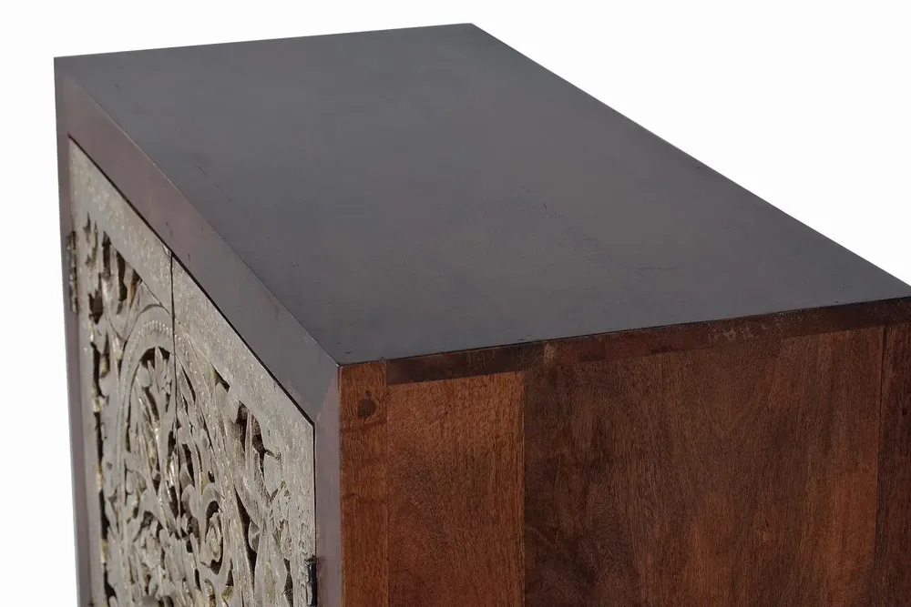 Sideboards - 2-door sideboard in carved mango wood and silver leaf - GINER Y COLOMER