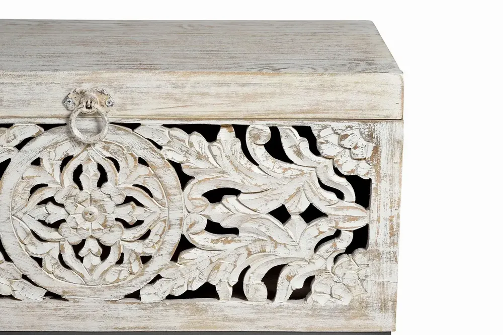 Boîtes de rangement - Coffre en manguier et pieds en métal blanc vieilli - GINER Y COLOMER