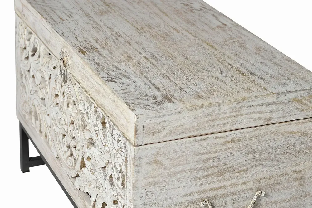 Boîtes de rangement - Coffre en manguier et pieds en métal blanc vieilli - GINER Y COLOMER